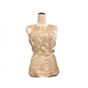 BCBGMAXAZRIA Woven Satin Peplum Brûlée Top XS